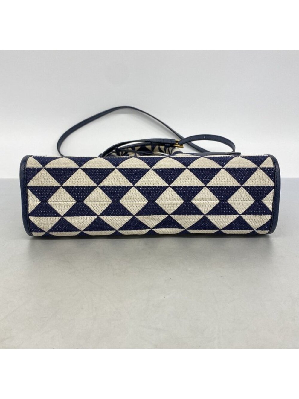 Prada Tote Canvas Navy White Gold 2-Way - Picture 3 of 10